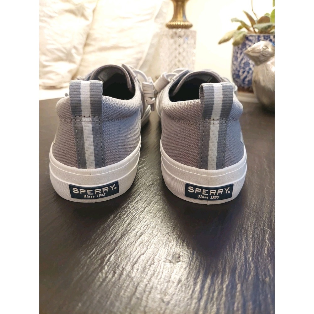 Sperry Women's Crest Vibe Grey Canvas Sneakers/Boat Leather Laces Sz 7.5M NEW! - Picture 6 of 13